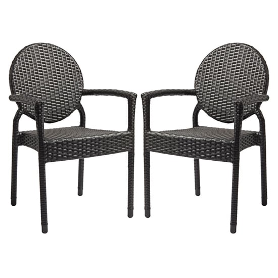 Read more about Barnes outdoor black weave stackable armchairs in pair
