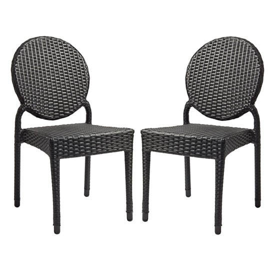 Read more about Barnes outdoor black weave stackable dining chairs in pair