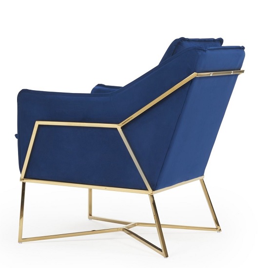 Larne Velvet Accent Chair In Blue With Brass Frame_2