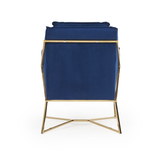 Larne Velvet Accent Chair In Blue With Brass Frame_3