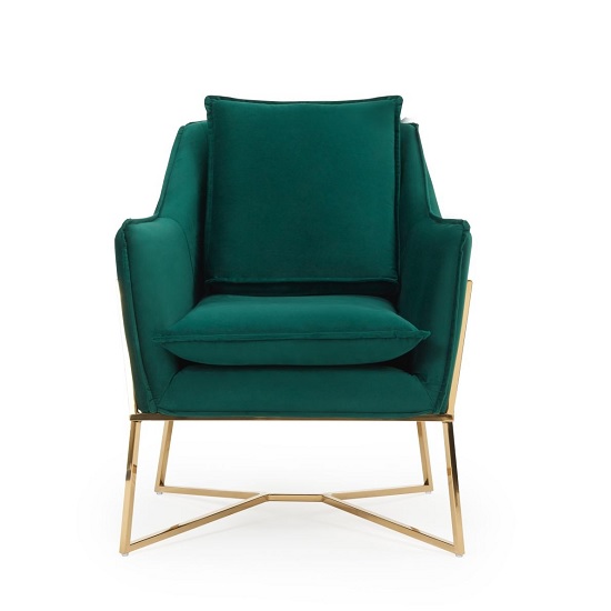 Larne Velvet Accent Chair In Green With Brass Frame_4
