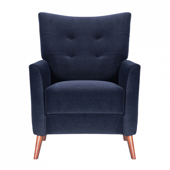 Product photograph of Baron Velvet Occasional Lounge Chair In Midnight Blue from Furniture in Fashion