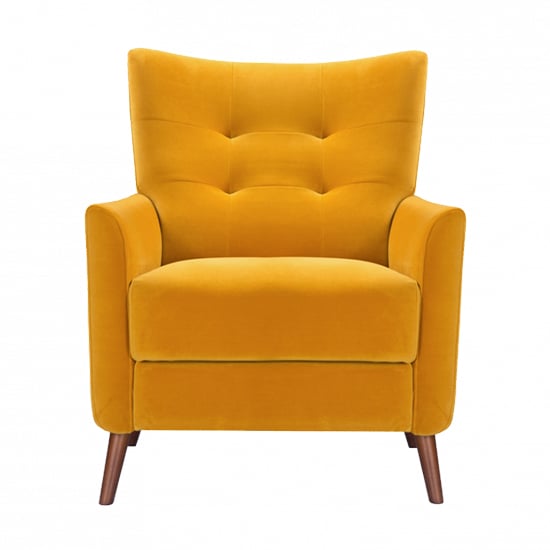Product photograph of Baron Velvet Occasional Lounge Chair In Mustard from Furniture in Fashion