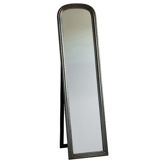 Barque Bevelled Floor Cheval Mirror In Brushed Brass Frame