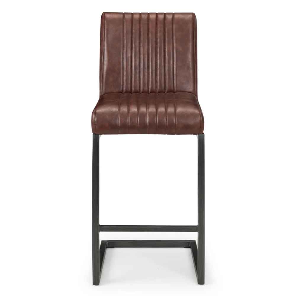 Barras Brown Faux Leather Bar Stools in Pair