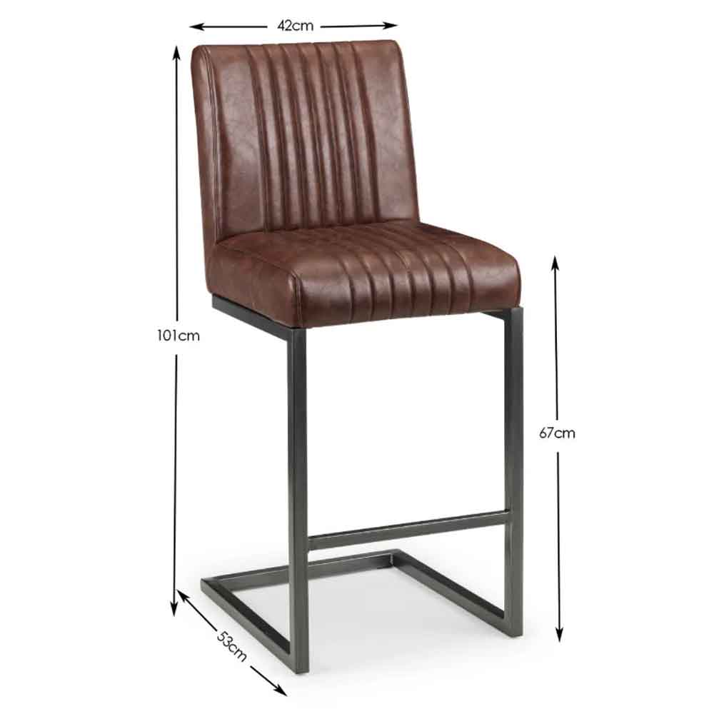 Barras Brown Faux Leather Bar Stools in Pair