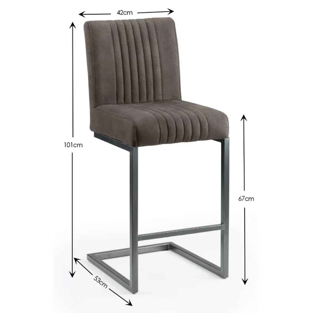 Barras Charcoal Grey Faux Leather Bar Stools in Pair