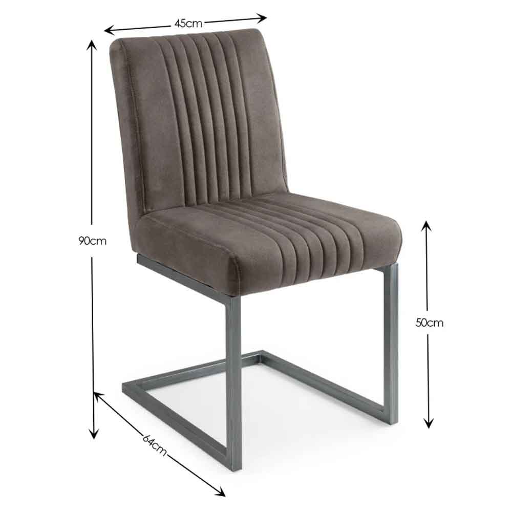 Barras Charcoal Grey Faux Leather Dining Chairs in Pair