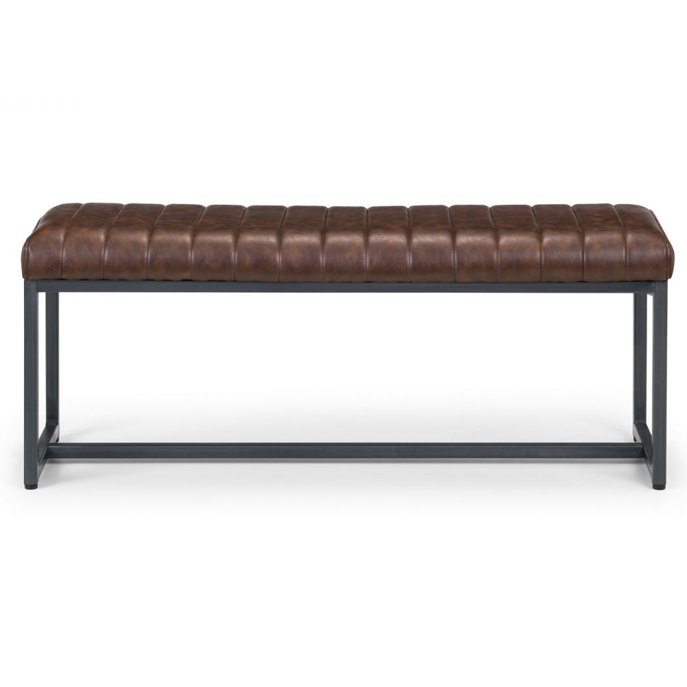 Barras Faux Leather Dining Bench In Brown
