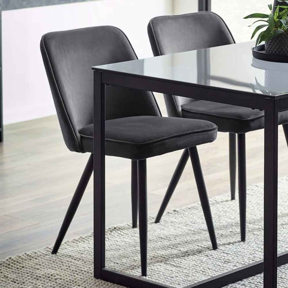 Barras Grey Velvet Dining Chairs in Pair