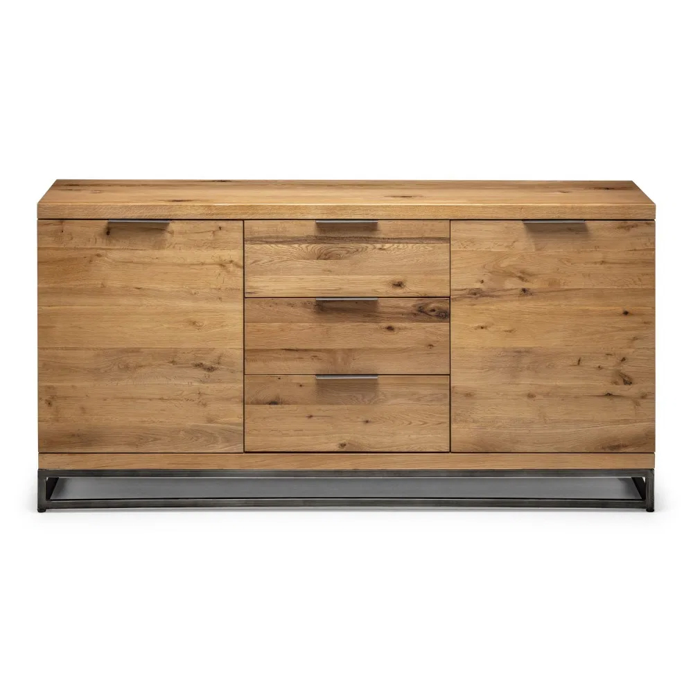 Barras Wooden Sideboard In Solid Oak With 2 Doors And 3 Drawers