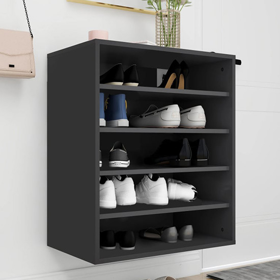 Barrera Wooden Shoe Storage Rack With 5 Shelves In Black