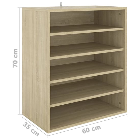 Barrera Wooden Shoe Storage Rack With 5 Shelves In Sonoma Oak