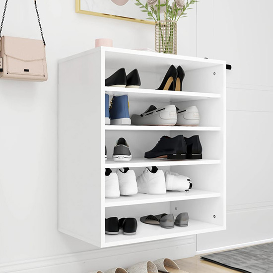 Barrera Wooden Shoe Storage Rack With 5 Shelves In White
