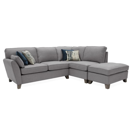 Barresi Chenille Fabric Right Hand Corner Sofa In Grey Furniture in
