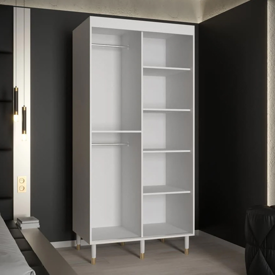 Barrie I Mirrored Wardrobe With 2 Sliding Doors 100cm In White