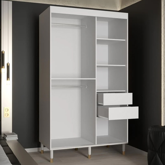 Barrie I Mirrored Wardrobe With 2 Sliding Doors 120cm In White