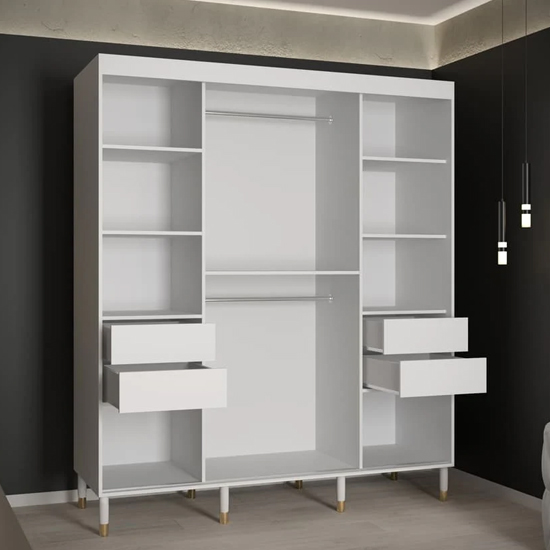 Barrie I Mirrored Wardrobe With 2 Sliding Doors 180cm In White