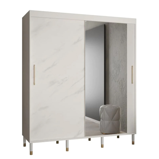 Barrie I Mirrored Wardrobe With 2 Sliding Doors 180cm In White