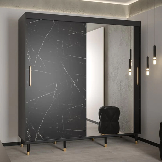 Read more about Barrie i mirrored wardrobe with 2 sliding doors 200cm in black