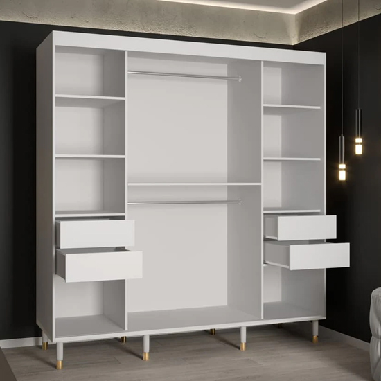 Barrie I Mirrored Wardrobe With 2 Sliding Doors 200cm In White
