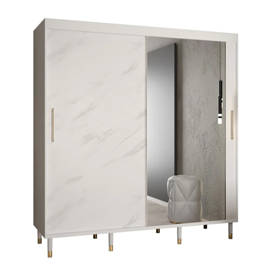 Barrie I Mirrored Wardrobe With 2 Sliding Doors 200cm In White