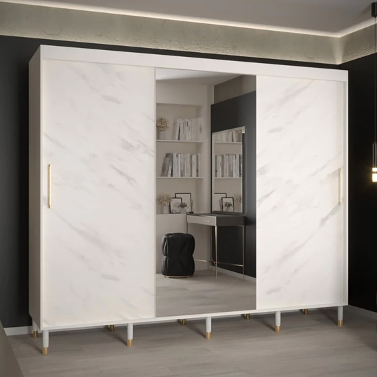 Read more about Barrie i mirrored wardrobe with 3 sliding doors 250cm in white