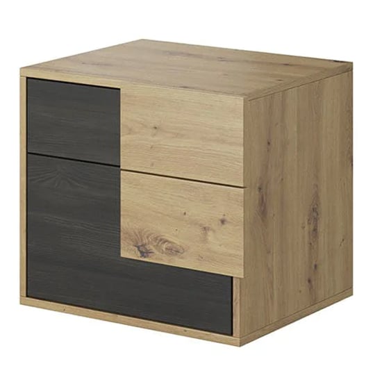 Product photograph of Barrie Wooden Bedside Cabinet With 2 Drawers In Artisan Oak from Furniture in Fashion