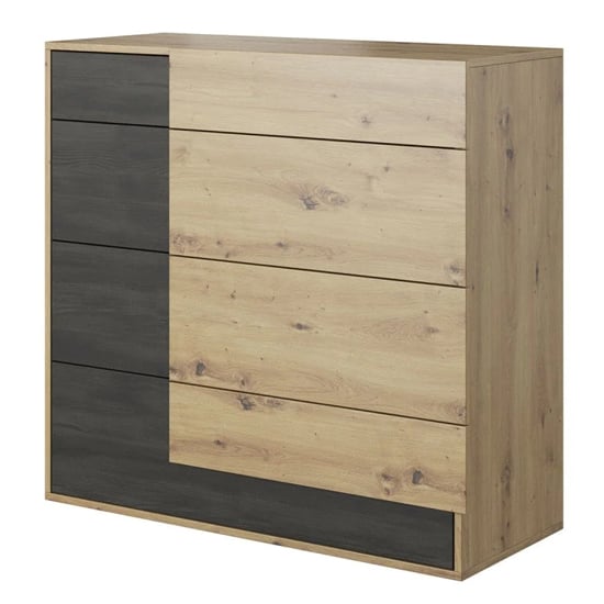 Product photograph of Barrie Wooden Chest Of 4 Drawers In Artisan Oak from Furniture in Fashion