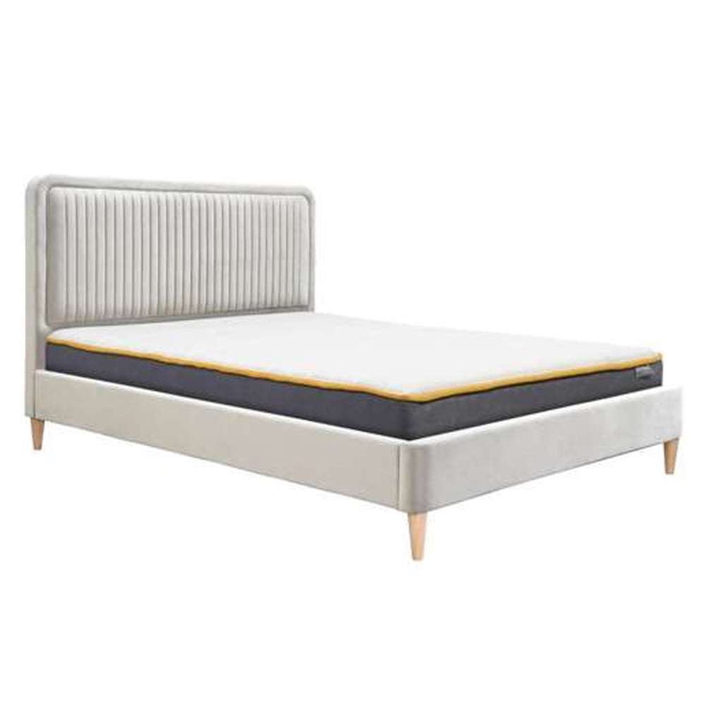 Barrie Fabric Double Bed In Warm Stone