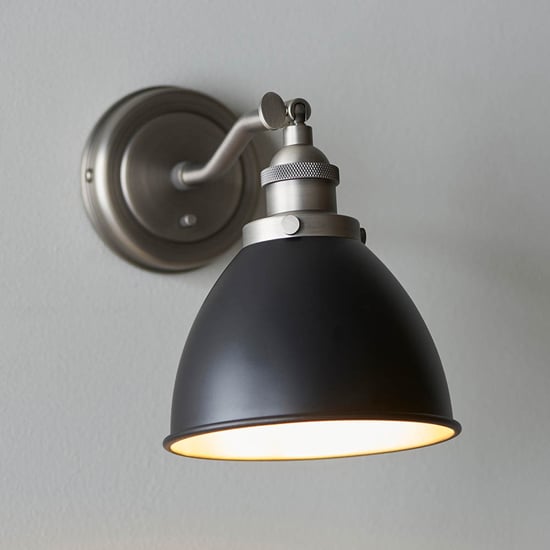 Photo of Barrie franklin rolled edge shade wall light in matt black