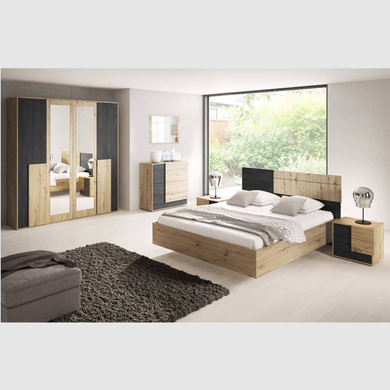 Barrie Wooden King Size Bed In Artisan Oak
