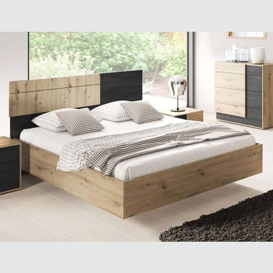 Product photograph of Barrie Wooden King Size Bed In Artisan Oak from Furniture in Fashion