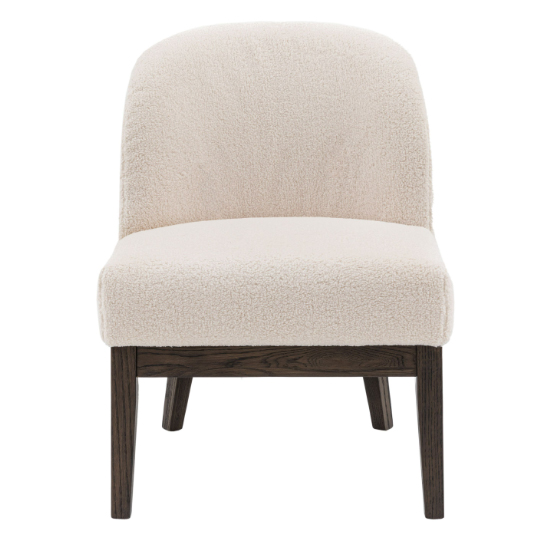 Barrie Fabric Bedroom Chair With Oak Leg In Vanilla