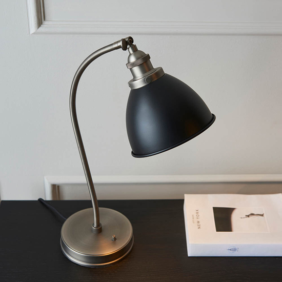 Barrie Rolled Edge Metal Shade Task Table Lamp In Matt Black_2