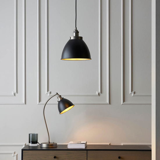 Barrie Rolled Edge Metal Shade Task Table Lamp In Matt Black_5