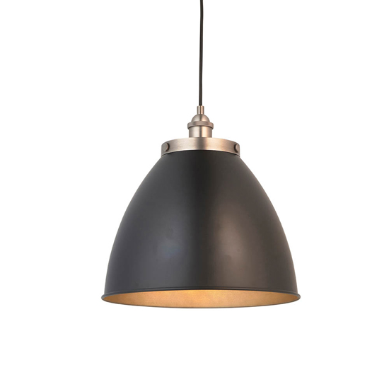 Barrie Rolled Edge Shade Ceiling Pendant Light In Matt Black