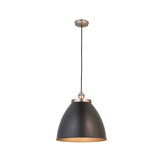 Barrie Rolled Edge Shade Ceiling Pendant Light In Matt Black
