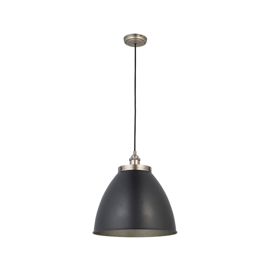 Barrie Rolled Edge Shade Ceiling Pendant Light In Matt Black