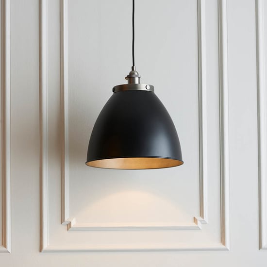 Product photograph of Barrie Rolled Edge Shade Ceiling Pendant Light In Matt Black from Furniture in Fashion