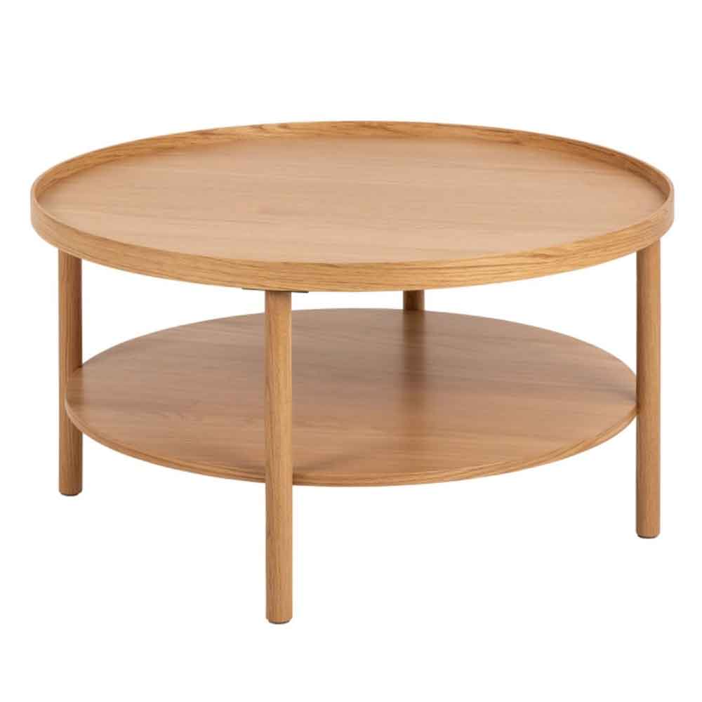 Barrie Round Wooden Coffee Table in Oak