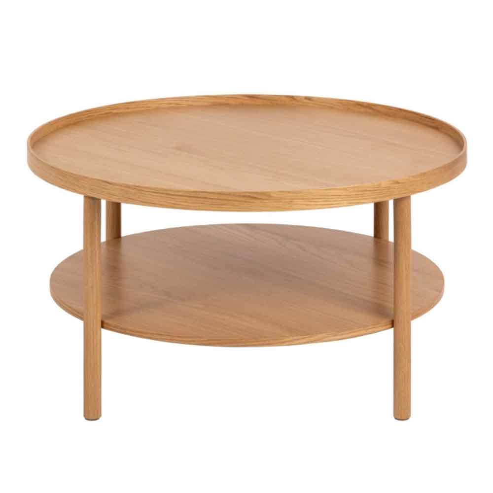 Barrie Round Wooden Coffee Table in Oak