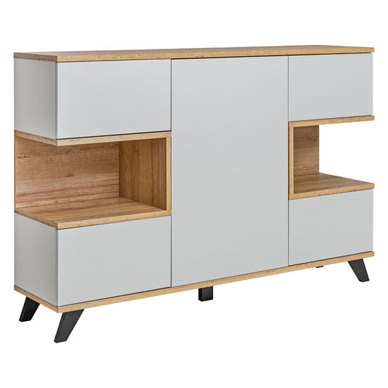 Product photograph of Barrie Wooden Sideboard With 5 Doors In Matt Grey from Furniture in Fashion