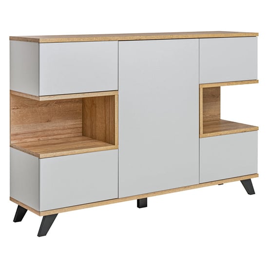 Read more about Barrie wooden sideboard with 5 doors in matt grey