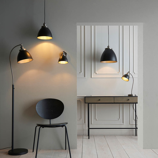Barrie Small Rolled Shade Ceiling Pendant Light In Matt Black
