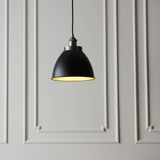 Photo of Barrie small rolled shade ceiling pendant light in matt black