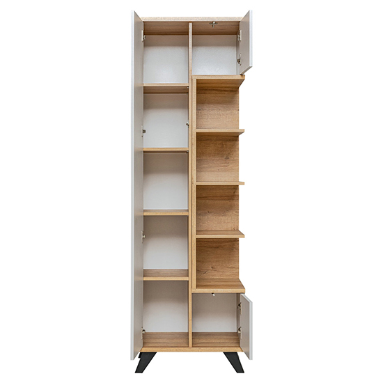 Barrie Wooden Storage Cabinet Tall With 3 Doors In Matt Grey