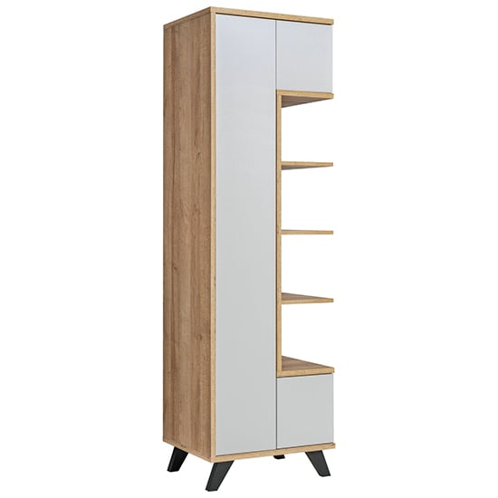 Read more about Barrie wooden storage cabinet tall with 3 doors in matt grey
