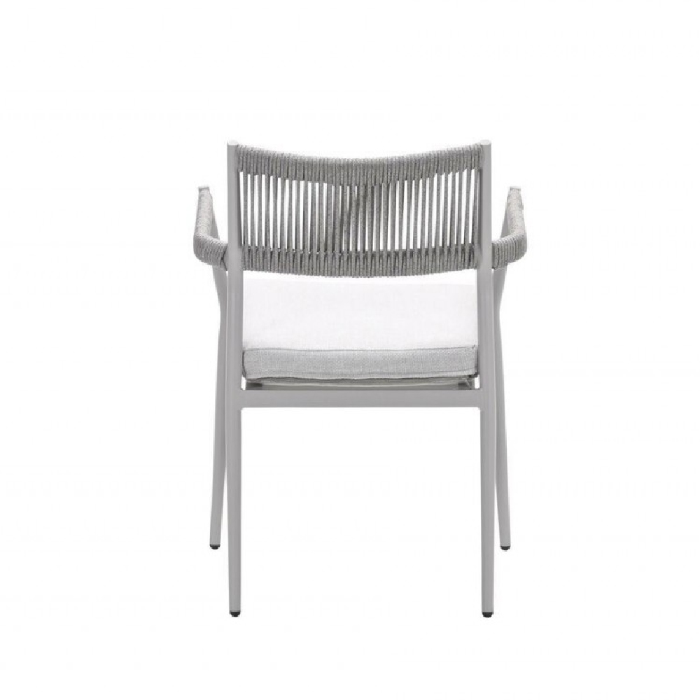 Barrie Taupe Aluminium Dining Chairs With Cushion In Pair