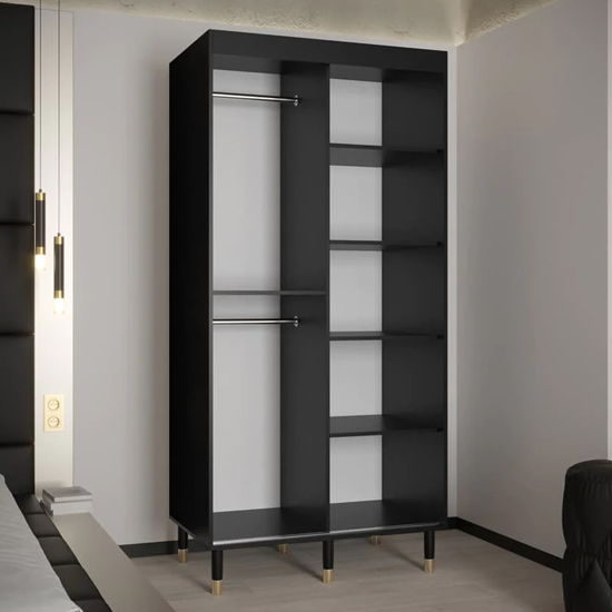 Barrie Wooden Wardrobe With 2 Sliding Doors 100cm In Black